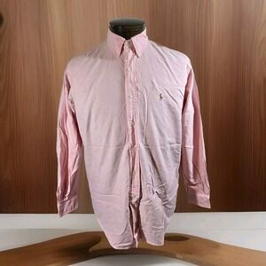 Ralph Lauren Shirt Mens 15.5 Pink Yarmouth Flesh Pony Button Up Long Sleeve Flaw